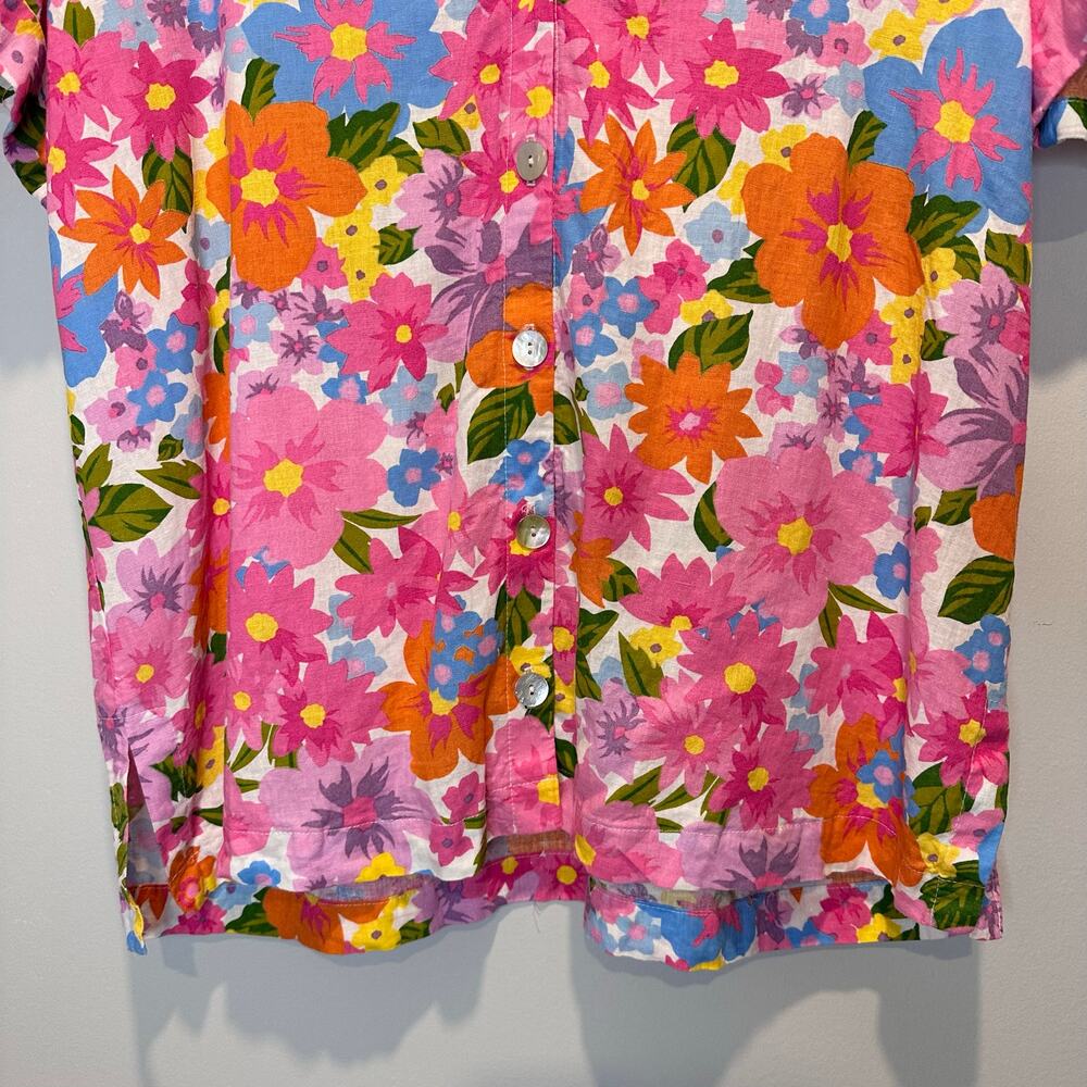 Show Me Your MuMu Parker Button Down Barbie Linen | Pink Orange‎ Floral | SZ M - Picture 8 of 13